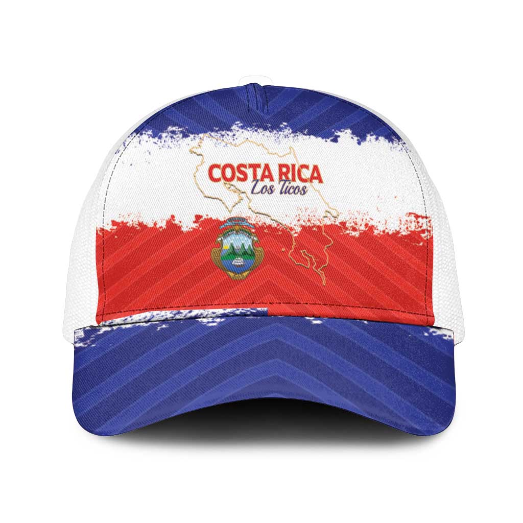 Costa Rica Football Mesh Trucker Cap Map With Los Ticos Sporty Style - Wonder Print Shop