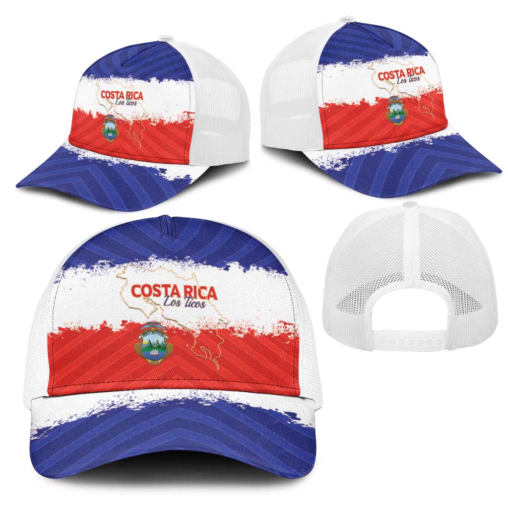 Costa Rica Football Mesh Trucker Cap Map With Los Ticos Sporty Style - Wonder Print Shop