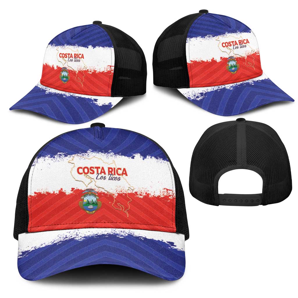 Costa Rica Football Mesh Trucker Cap Map With Los Ticos Sporty Style - Wonder Print Shop