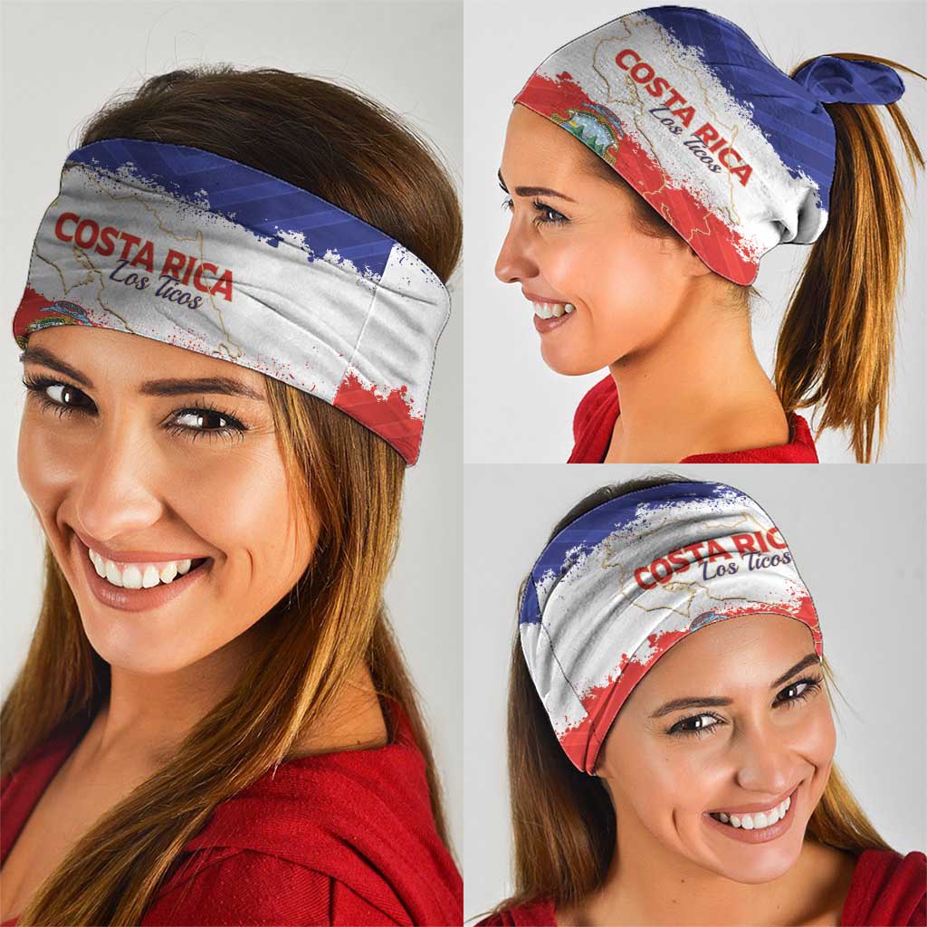 Costa Rica Football Neck Gaiter Map With Los Ticos Sporty Style - Wonder Print Shop
