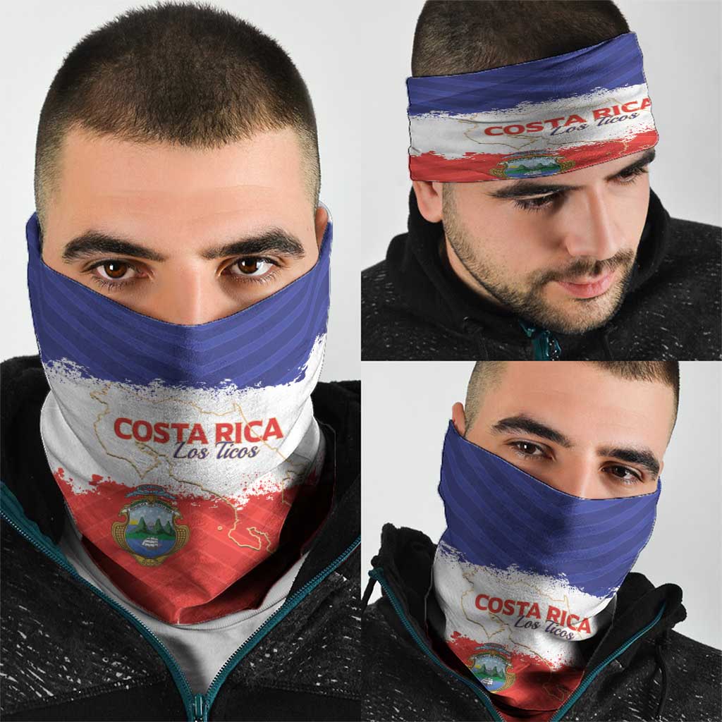 Costa Rica Football Neck Gaiter Map With Los Ticos Sporty Style - Wonder Print Shop