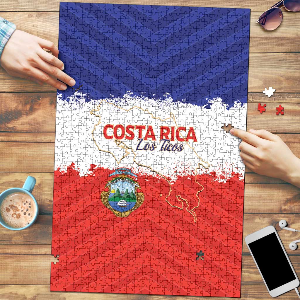 Costa Rica Football Puzzle Map With Los Ticos Sporty Style - Wonder Print Shop