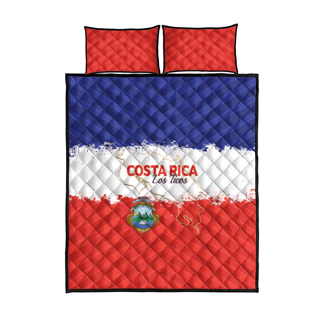 Costa Rica Football Quilt Bed Set Map With Los Ticos Sporty Style - Wonder Print Shop