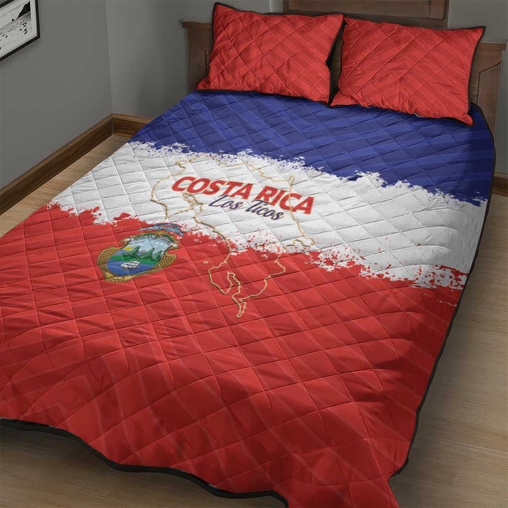 Costa Rica Football Quilt Bed Set Map With Los Ticos Sporty Style - Wonder Print Shop