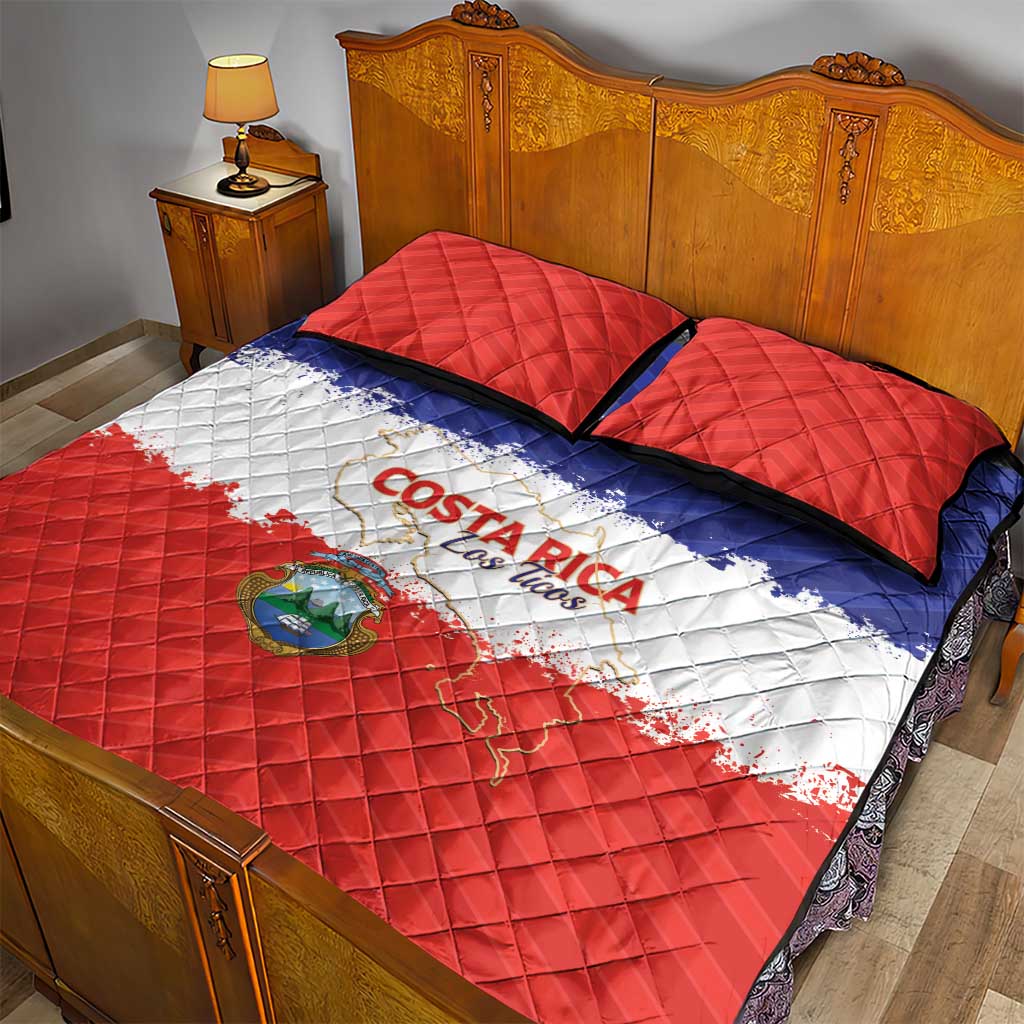 Costa Rica Football Quilt Bed Set Map With Los Ticos Sporty Style - Wonder Print Shop