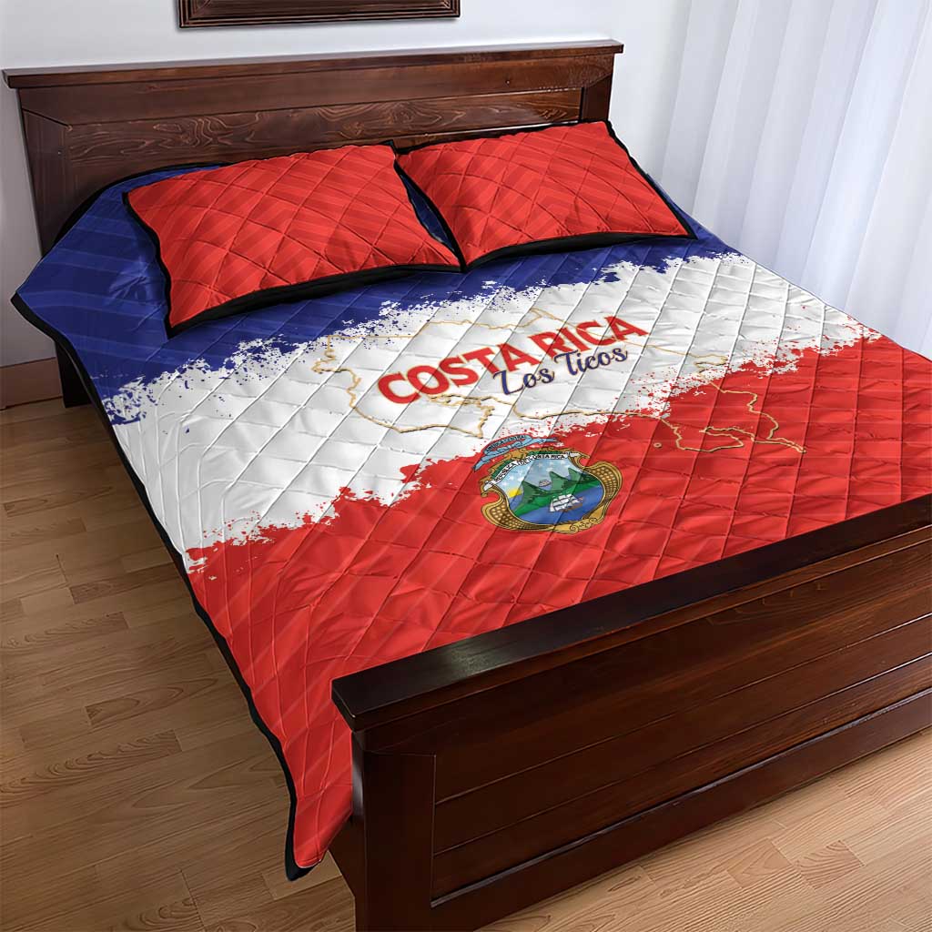 Costa Rica Football Quilt Bed Set Map With Los Ticos Sporty Style - Wonder Print Shop