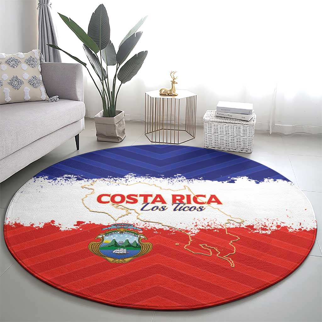 Costa Rica Football Round Carpet Map With Los Ticos Sporty Style - Wonder Print Shop
