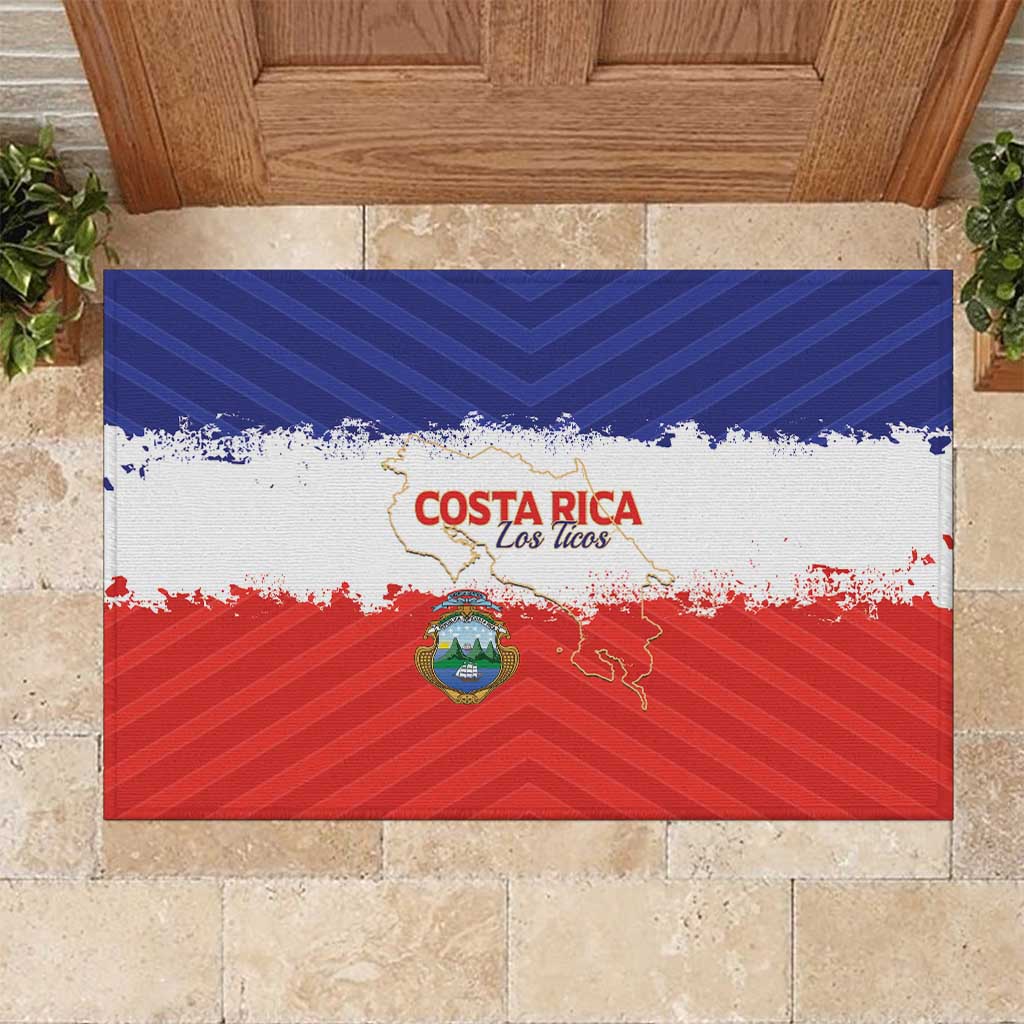 Costa Rica Football Rubber Doormat Map With Los Ticos Sporty Style - Wonder Print Shop