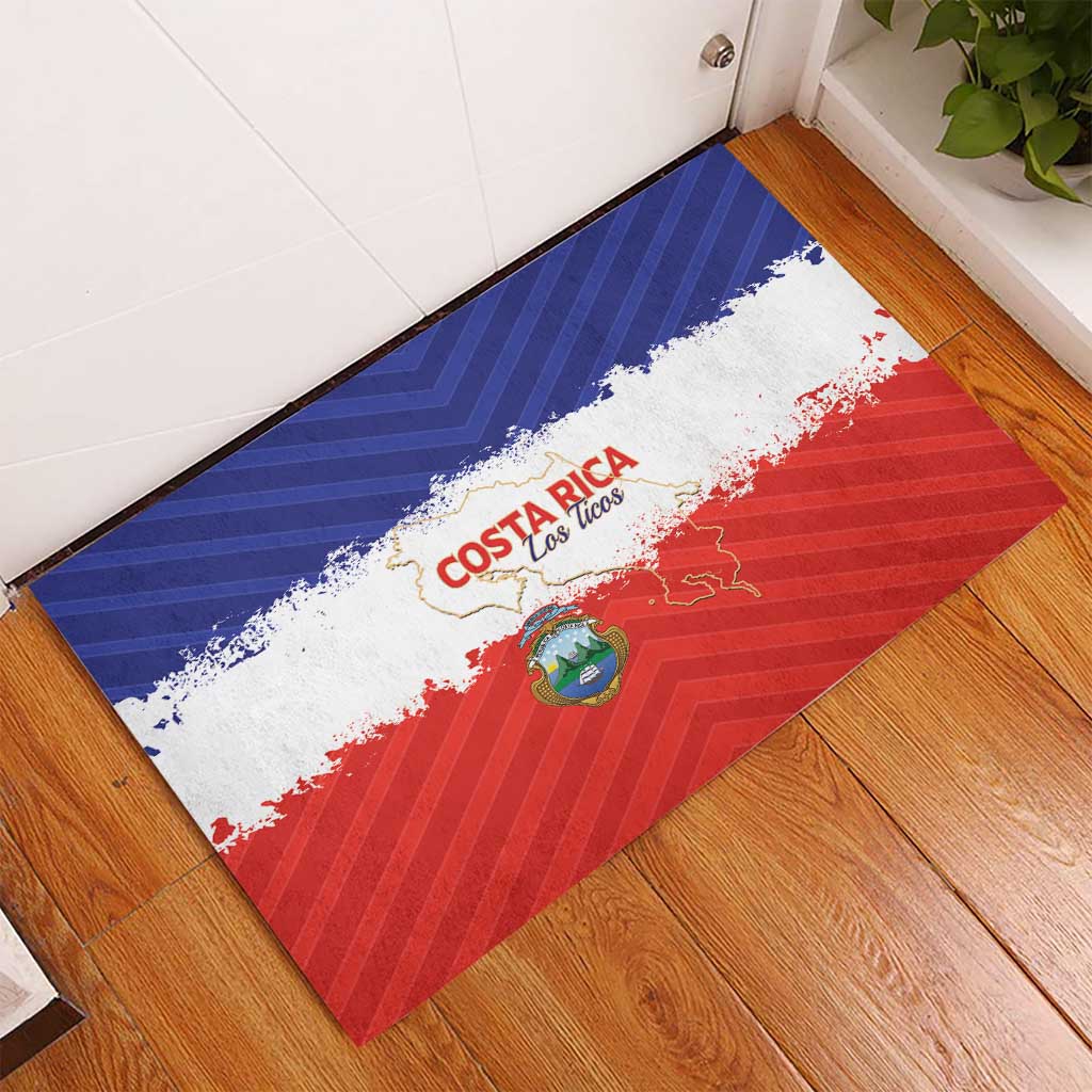 Costa Rica Football Rubber Doormat Map With Los Ticos Sporty Style - Wonder Print Shop