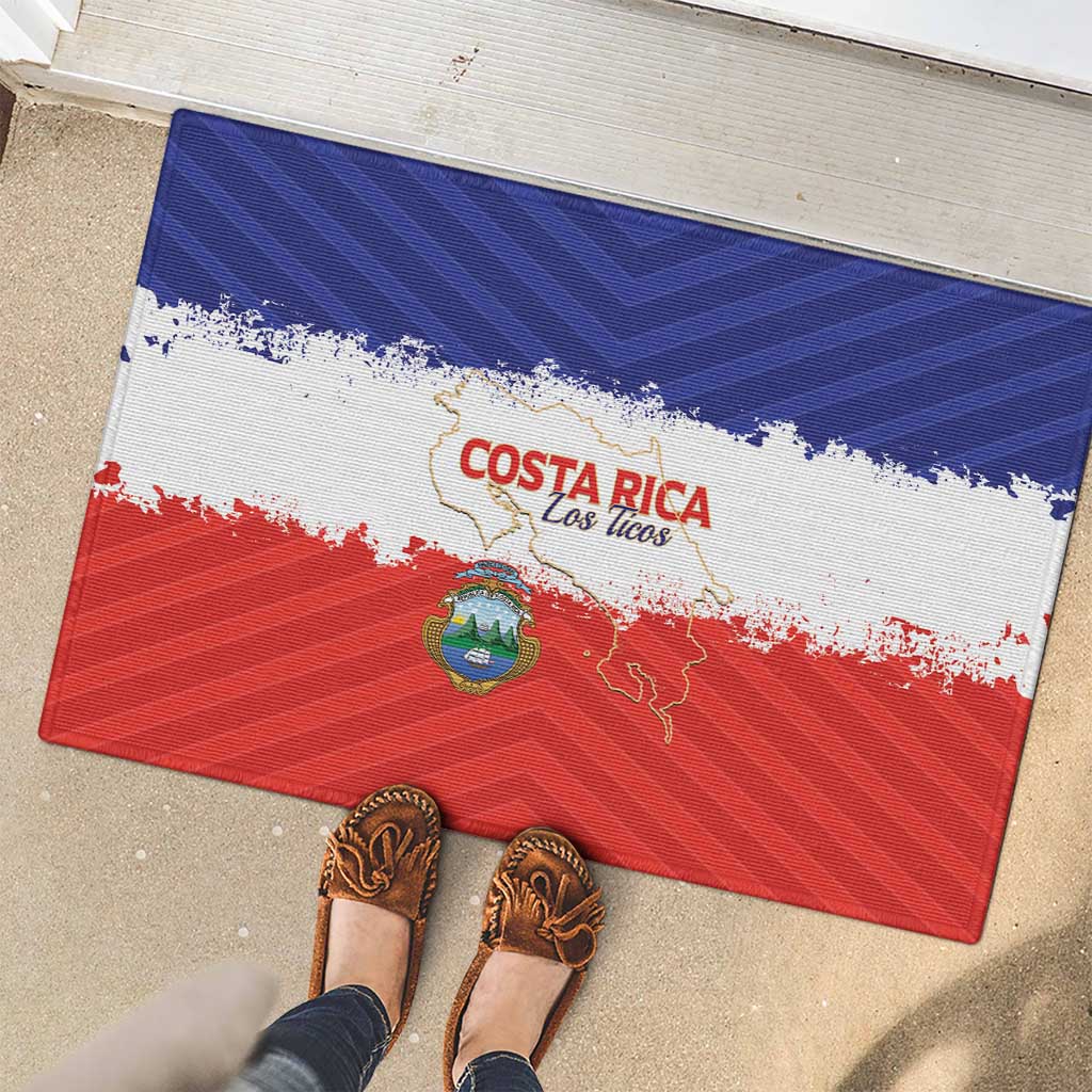 Costa Rica Football Rubber Doormat Map With Los Ticos Sporty Style - Wonder Print Shop