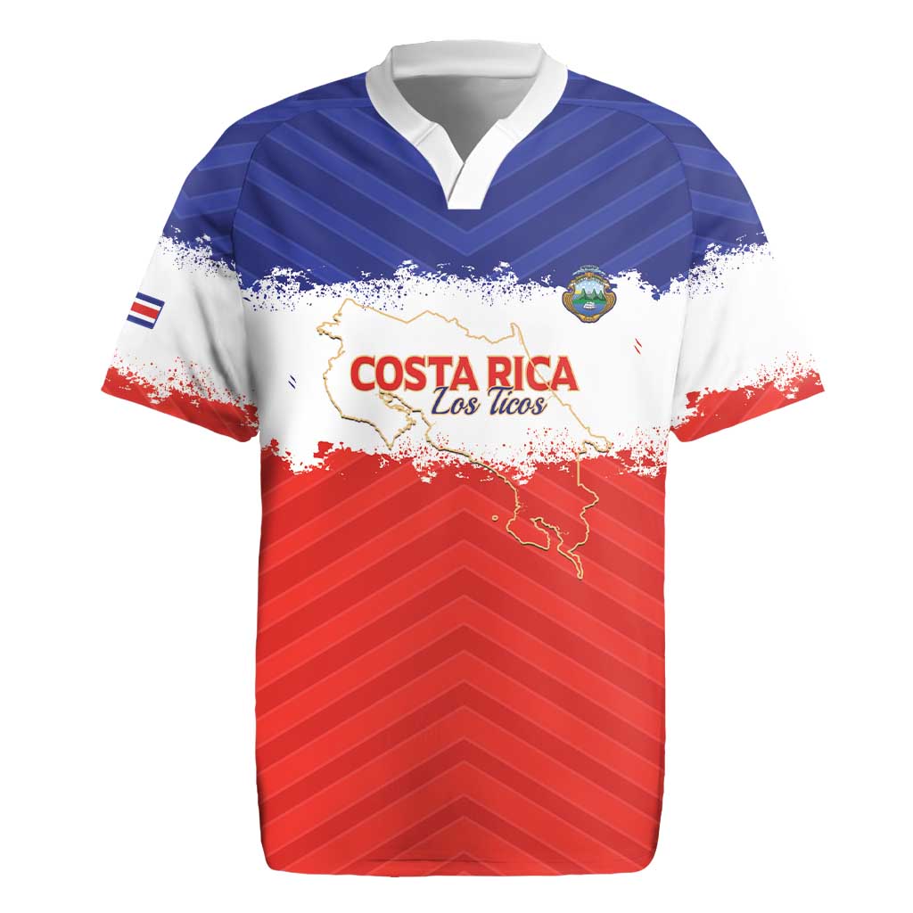 Custom Costa Rica Football Rugby Jersey Map With Los Ticos Sporty Style - Wonder Print Shop