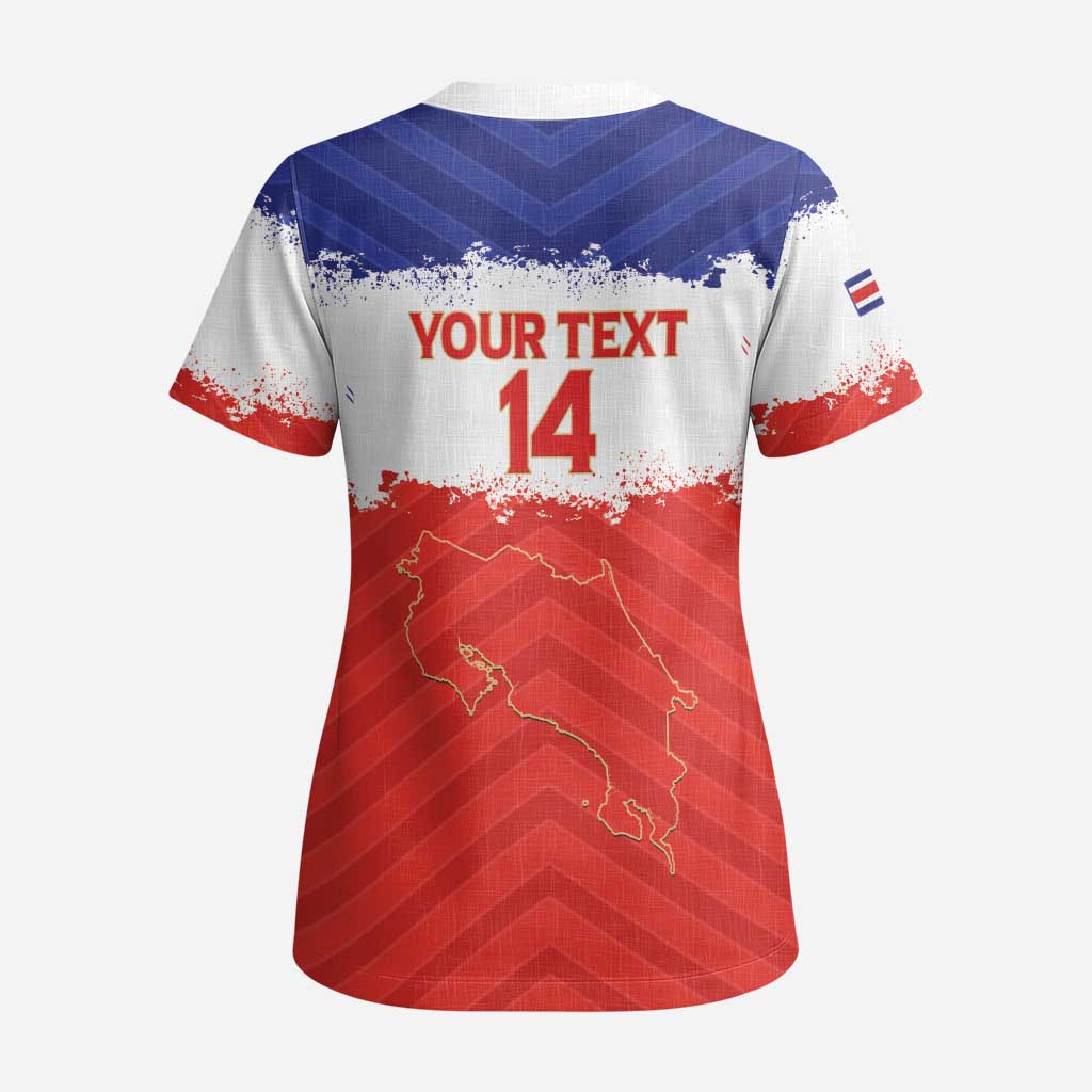 Custom Costa Rica Football Scrub Top Map With Los Ticos Sporty Style - Wonder Print Shop