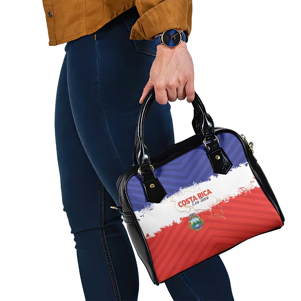 Costa Rica Football Shoulder Handbag Map With Los Ticos Sporty Style - Wonder Print Shop