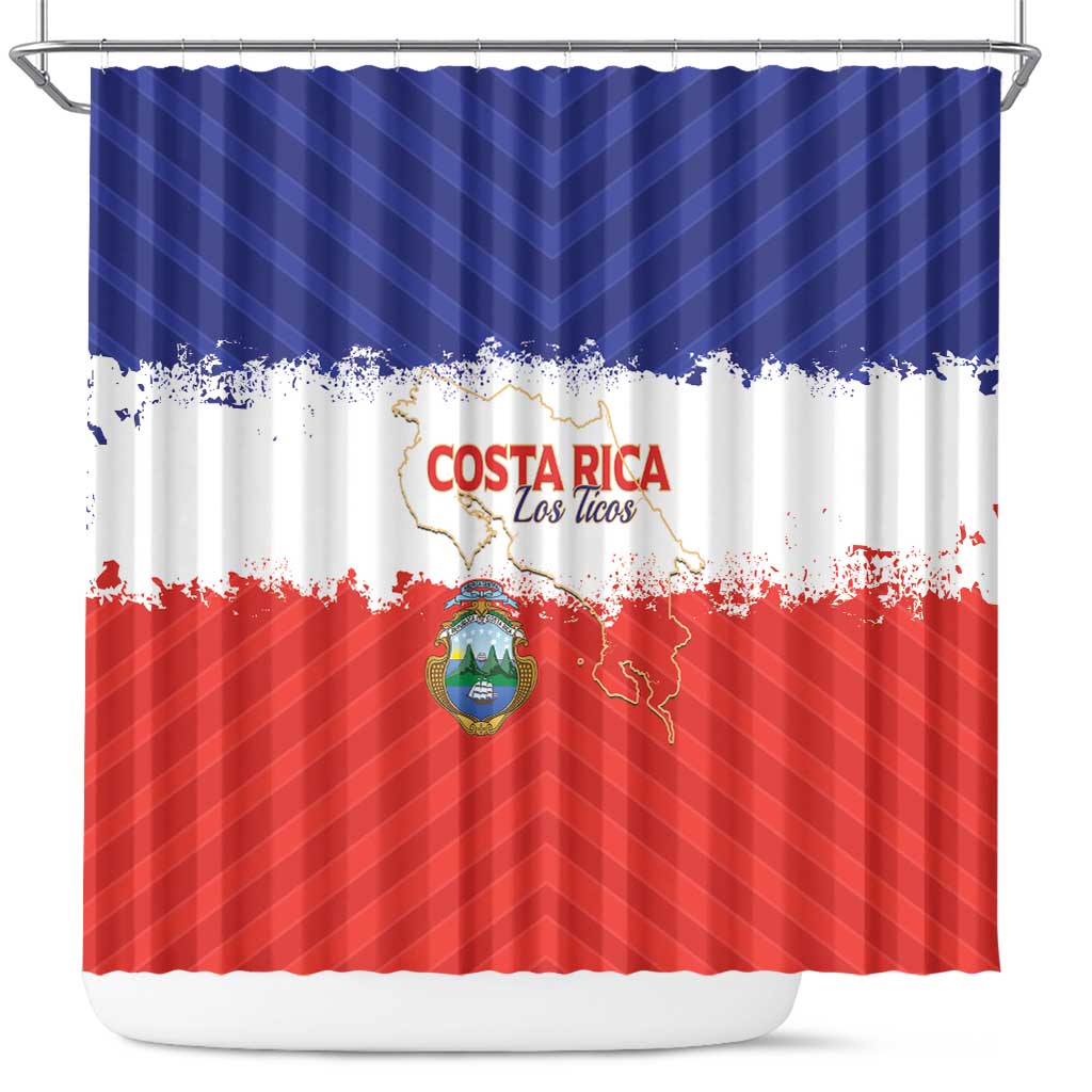 Costa Rica Football Shower Curtain Map With Los Ticos Sporty Style - Wonder Print Shop