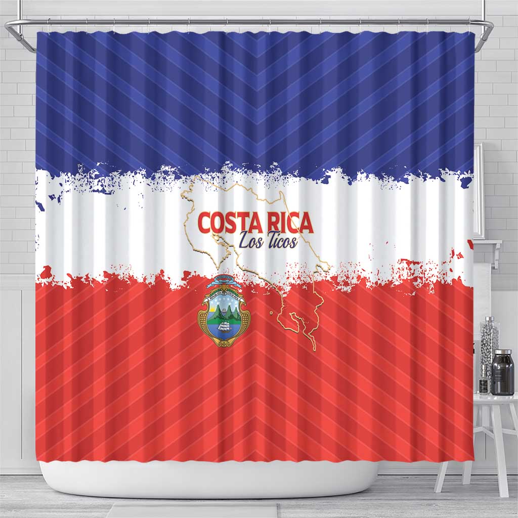 Costa Rica Football Shower Curtain Map With Los Ticos Sporty Style - Wonder Print Shop