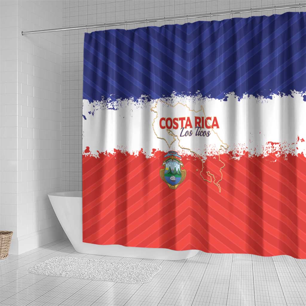 Costa Rica Football Shower Curtain Map With Los Ticos Sporty Style - Wonder Print Shop