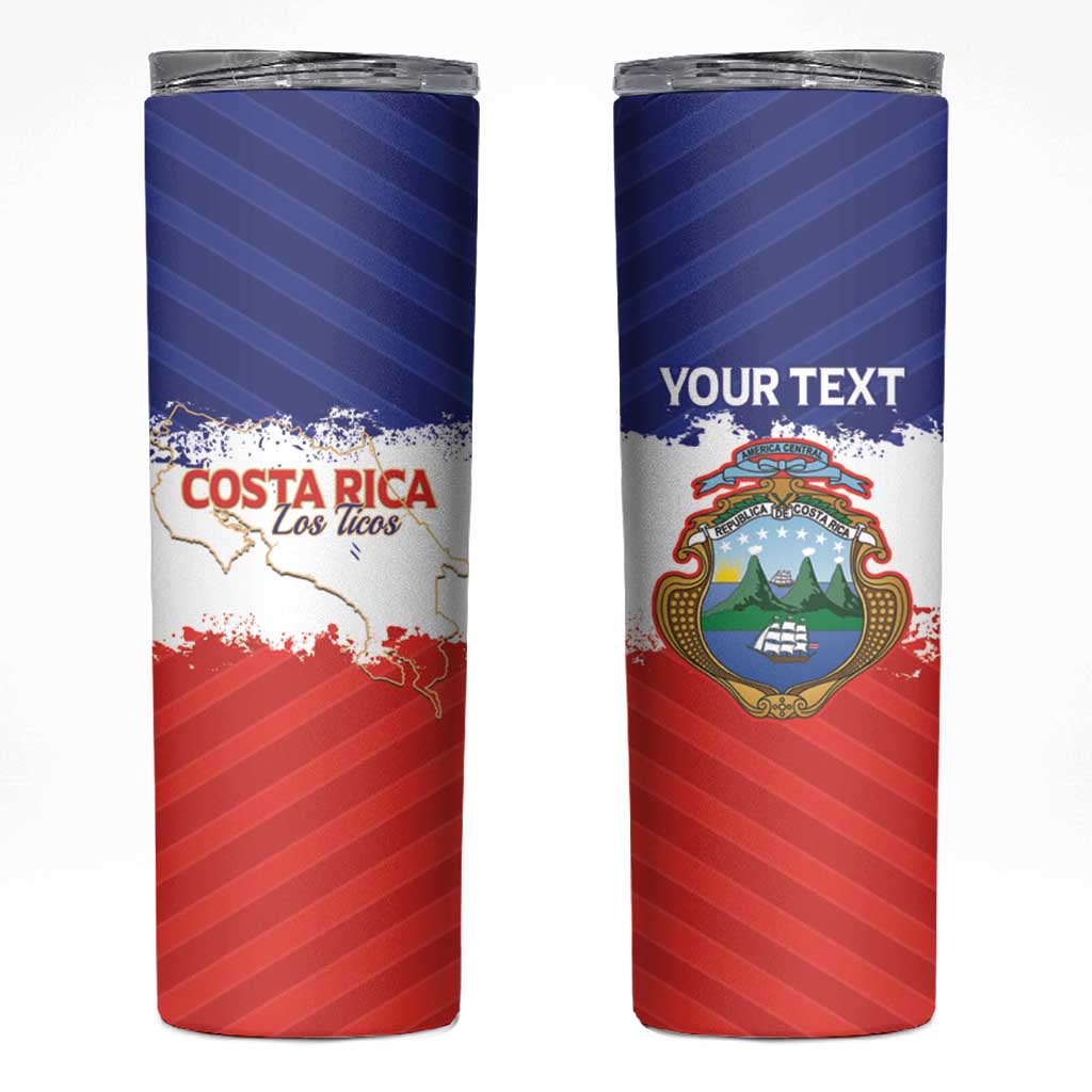 Custom Costa Rica Football Skinny Tumbler Map With Los Ticos Sporty Style - Wonder Print Shop