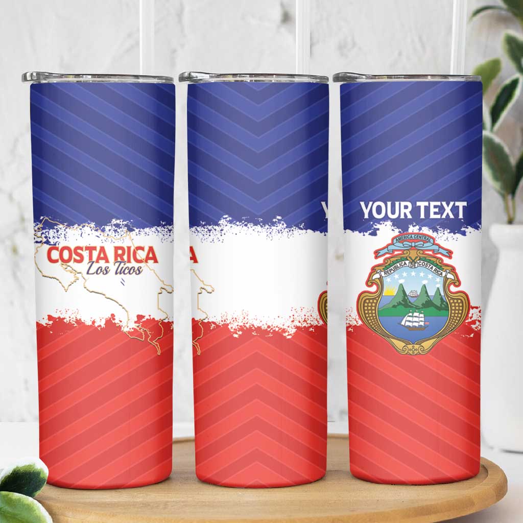 Custom Costa Rica Football Skinny Tumbler Map With Los Ticos Sporty Style - Wonder Print Shop
