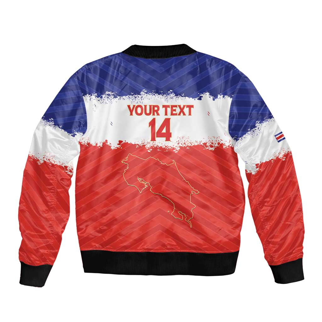 Custom Costa Rica Football Sleeve Zip Bomber Jacket Map With Los Ticos Sporty Style - Wonder Print Shop