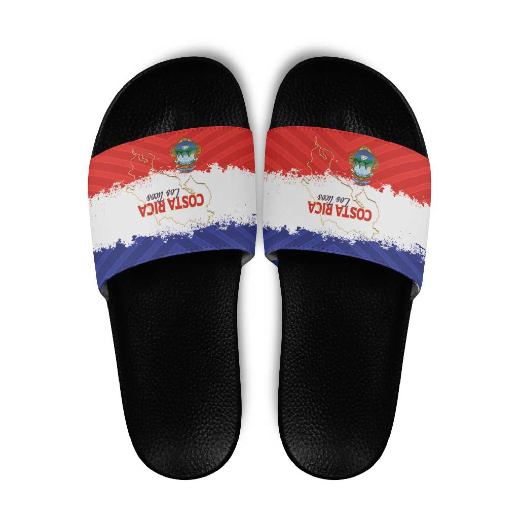 Costa Rica Football Slide Sandals Map With Los Ticos Sporty Style - Wonder Print Shop