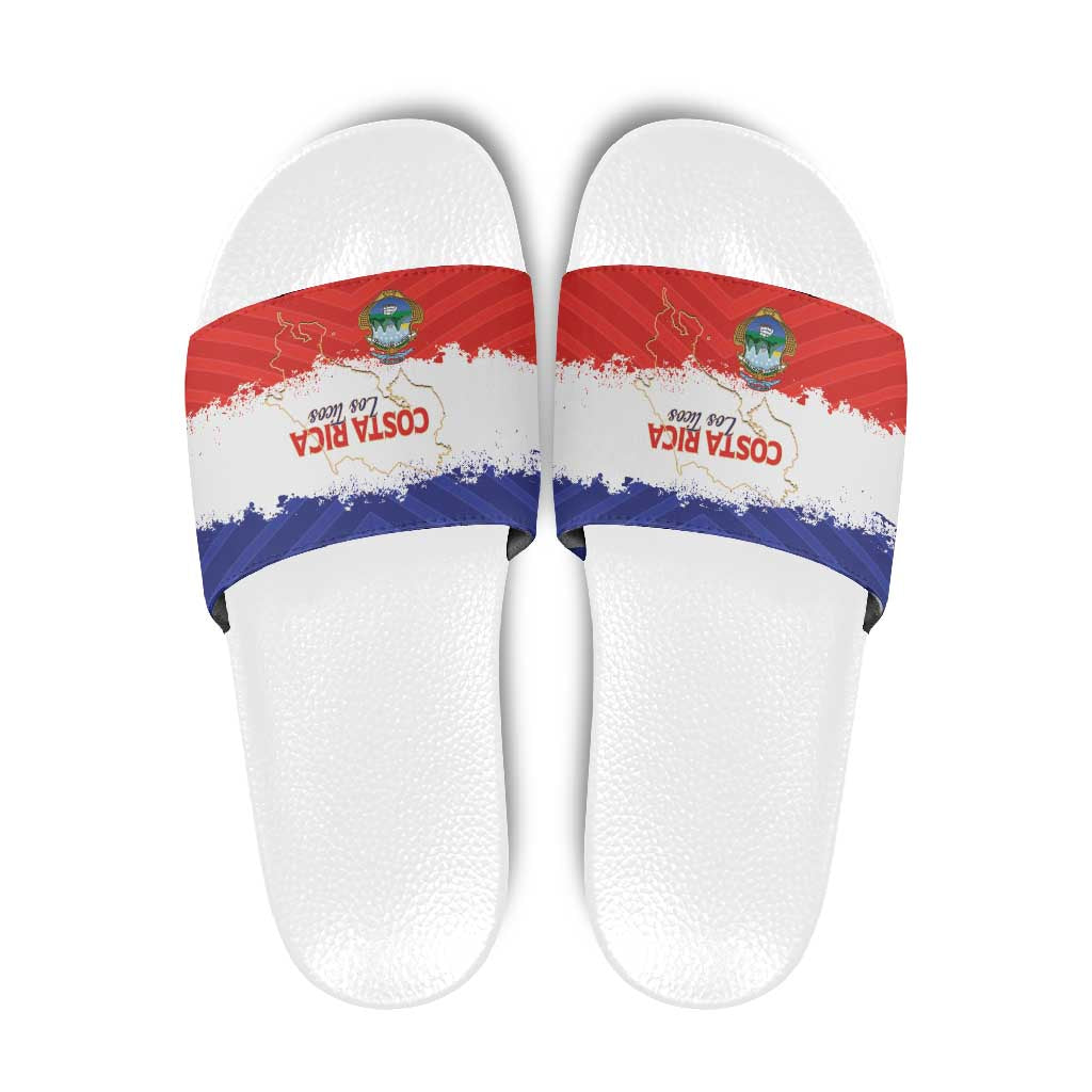 Costa Rica Football Slide Sandals Map With Los Ticos Sporty Style - Wonder Print Shop