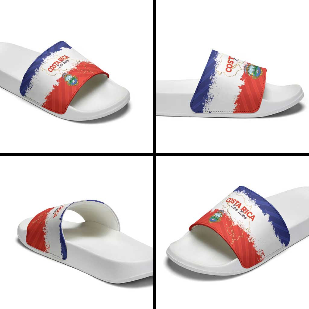 Costa Rica Football Slide Sandals Map With Los Ticos Sporty Style - Wonder Print Shop