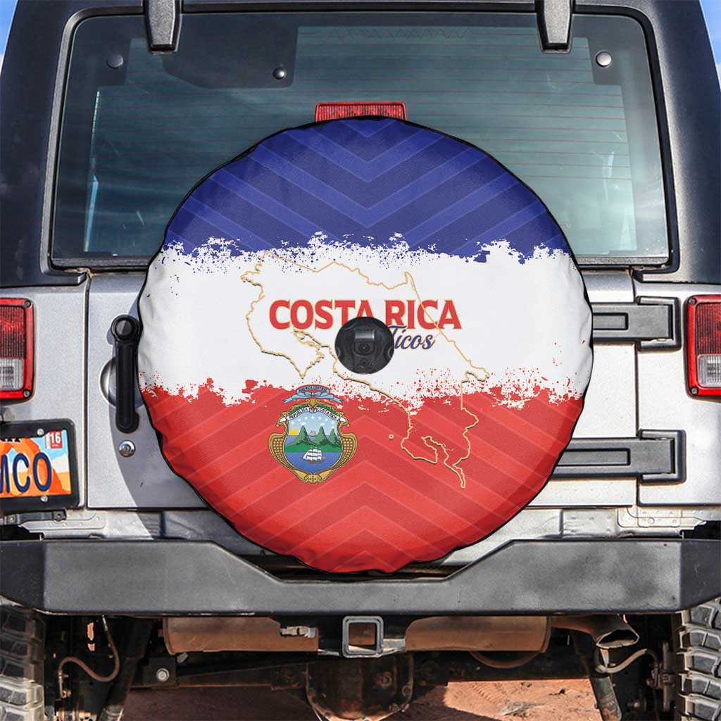 Costa Rica Football Spare Tire Cover Map With Los Ticos Sporty Style - Wonder Print Shop