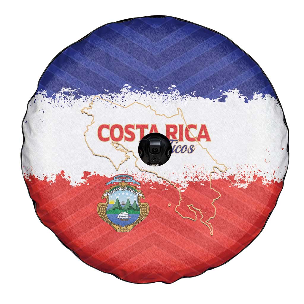 Costa Rica Football Spare Tire Cover Map With Los Ticos Sporty Style - Wonder Print Shop