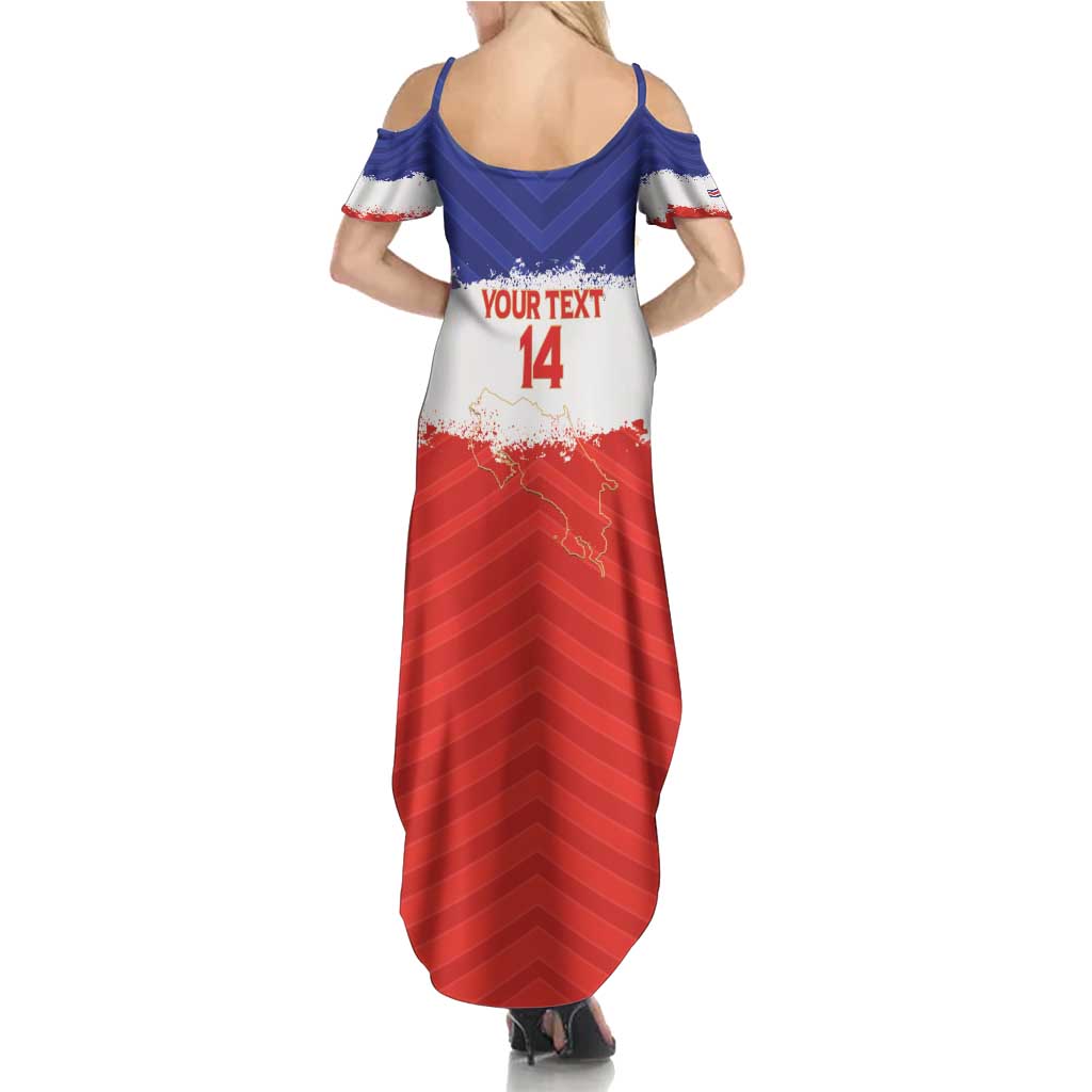 Custom Costa Rica Football Summer Maxi Dress Map With Los Ticos Sporty Style - Wonder Print Shop