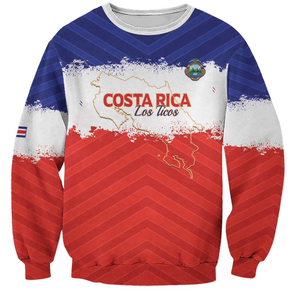 Custom Costa Rica Football Sweatshirt Map With Los Ticos Sporty Style - Wonder Print Shop