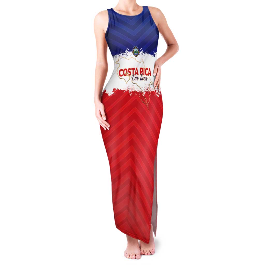 Custom Costa Rica Football Tank Maxi Dress Map With Los Ticos Sporty Style - Wonder Print Shop