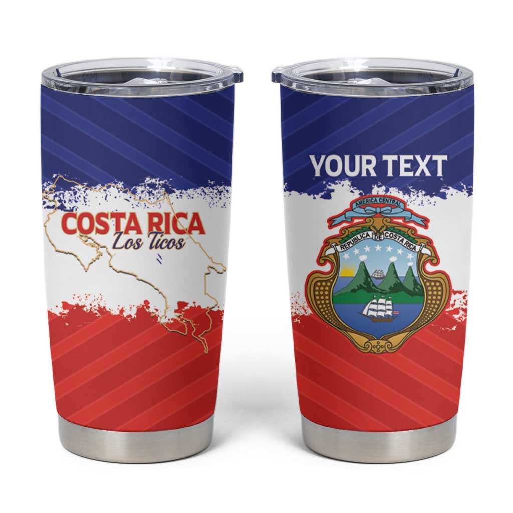 Custom Costa Rica Football Tumbler Cup Map With Los Ticos Sporty Style - Wonder Print Shop