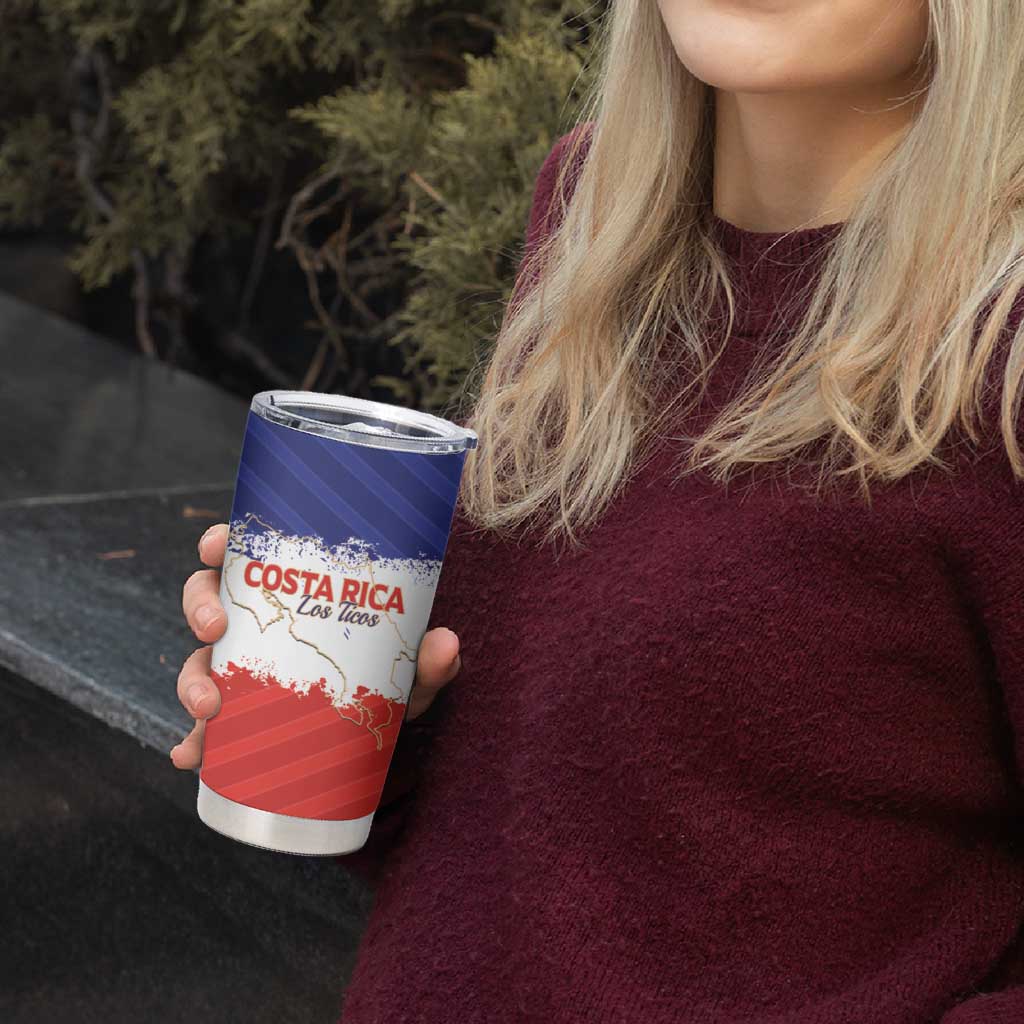 Custom Costa Rica Football Tumbler Cup Map With Los Ticos Sporty Style - Wonder Print Shop