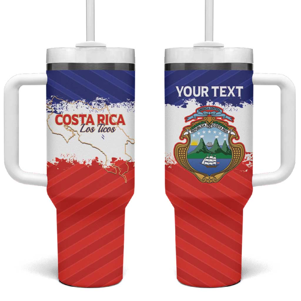 Custom Costa Rica Football Tumbler With Handle Map With Los Ticos Sporty Style - Wonder Print Shop