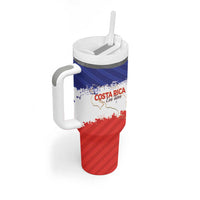 Custom Costa Rica Football Tumbler With Handle Map With Los Ticos Sporty Style - Wonder Print Shop