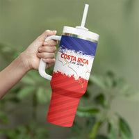 Custom Costa Rica Football Tumbler With Handle Map With Los Ticos Sporty Style - Wonder Print Shop