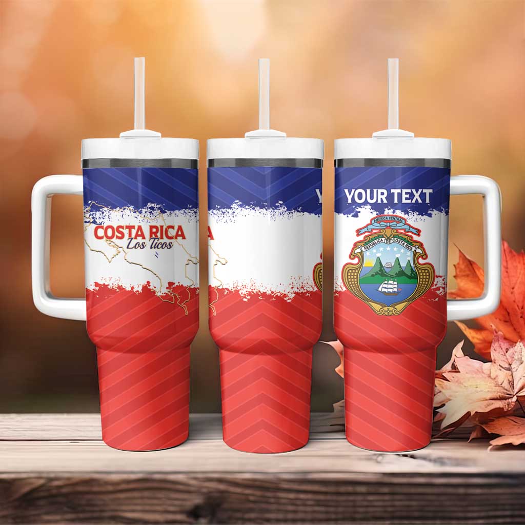 Custom Costa Rica Football Tumbler With Handle Map With Los Ticos Sporty Style - Wonder Print Shop