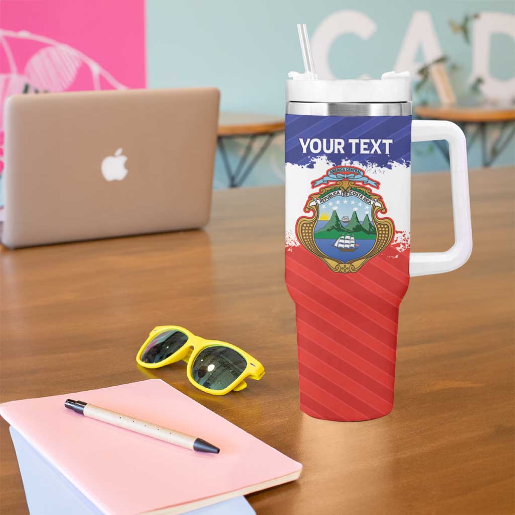 Custom Costa Rica Football Tumbler With Handle Map With Los Ticos Sporty Style - Wonder Print Shop
