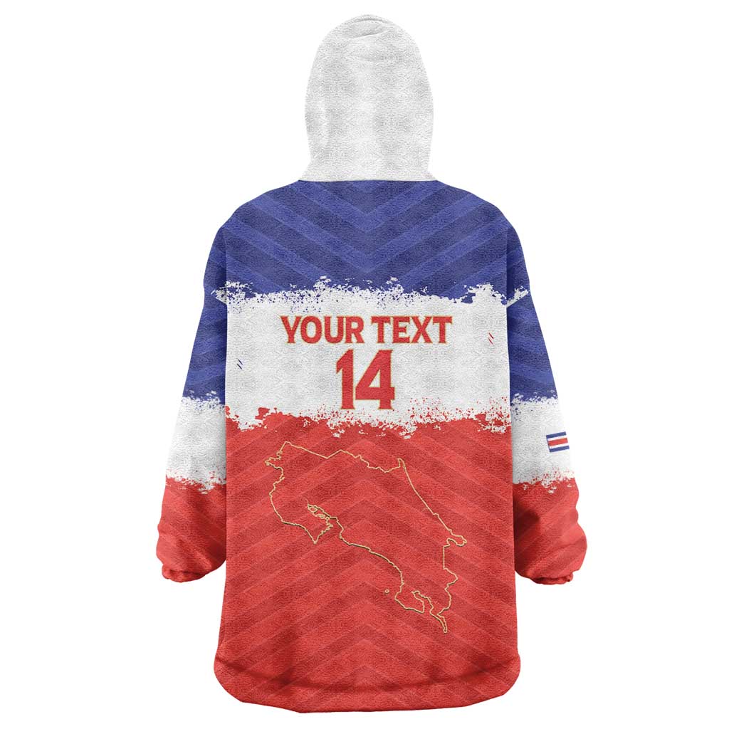 Custom Costa Rica Football Wearable Blanket Hoodie Map With Los Ticos Sporty Style - Wonder Print Shop