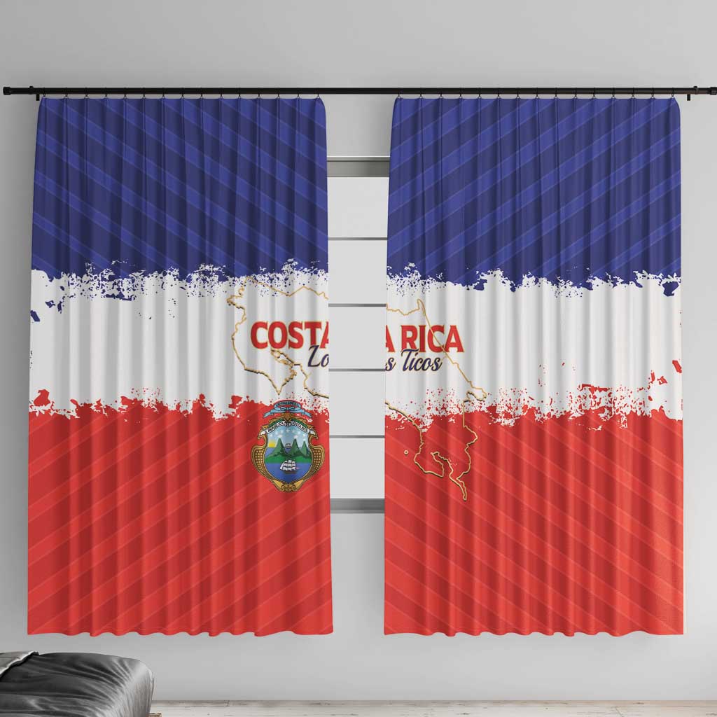 Costa Rica Football Window Curtain Map With Los Ticos Sporty Style - Wonder Print Shop