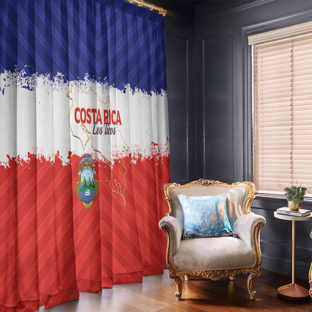 Costa Rica Football Window Curtain Map With Los Ticos Sporty Style - Wonder Print Shop
