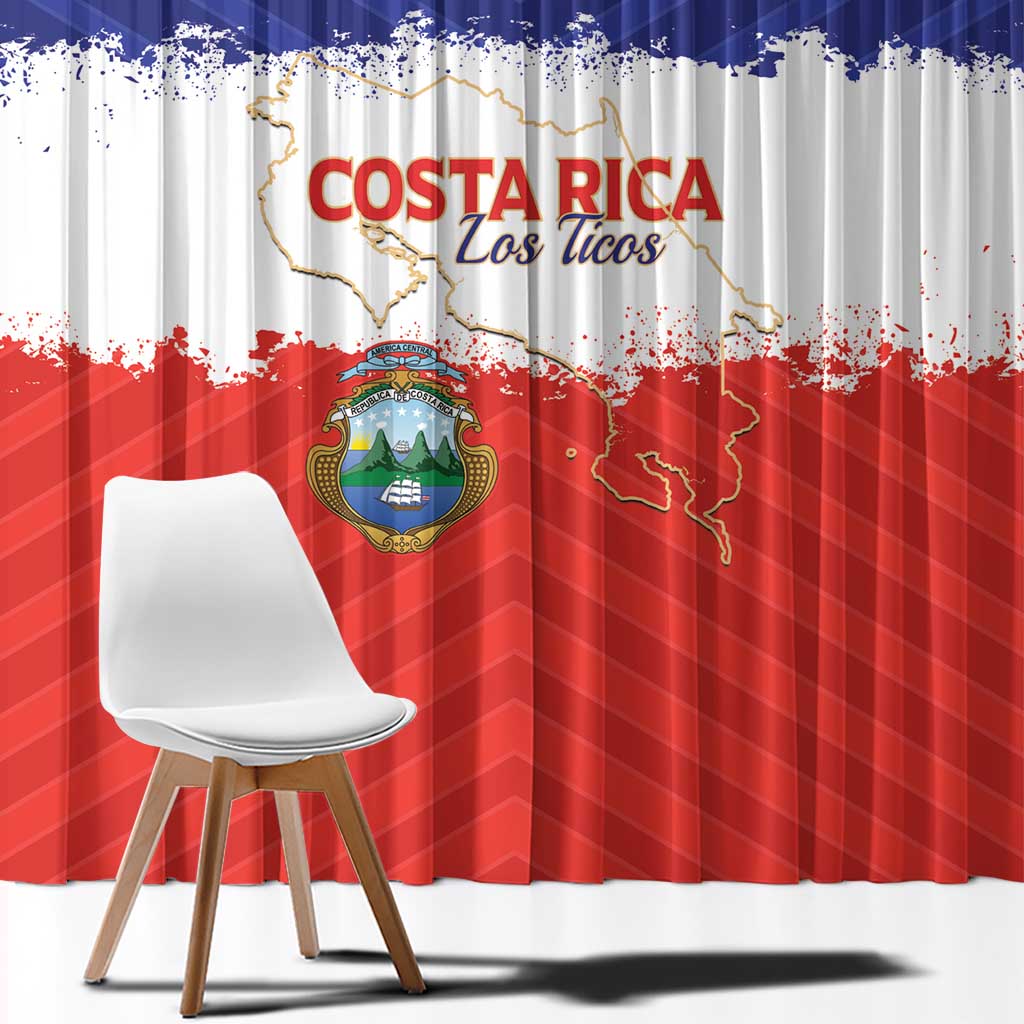 Costa Rica Football Window Curtain Map With Los Ticos Sporty Style - Wonder Print Shop