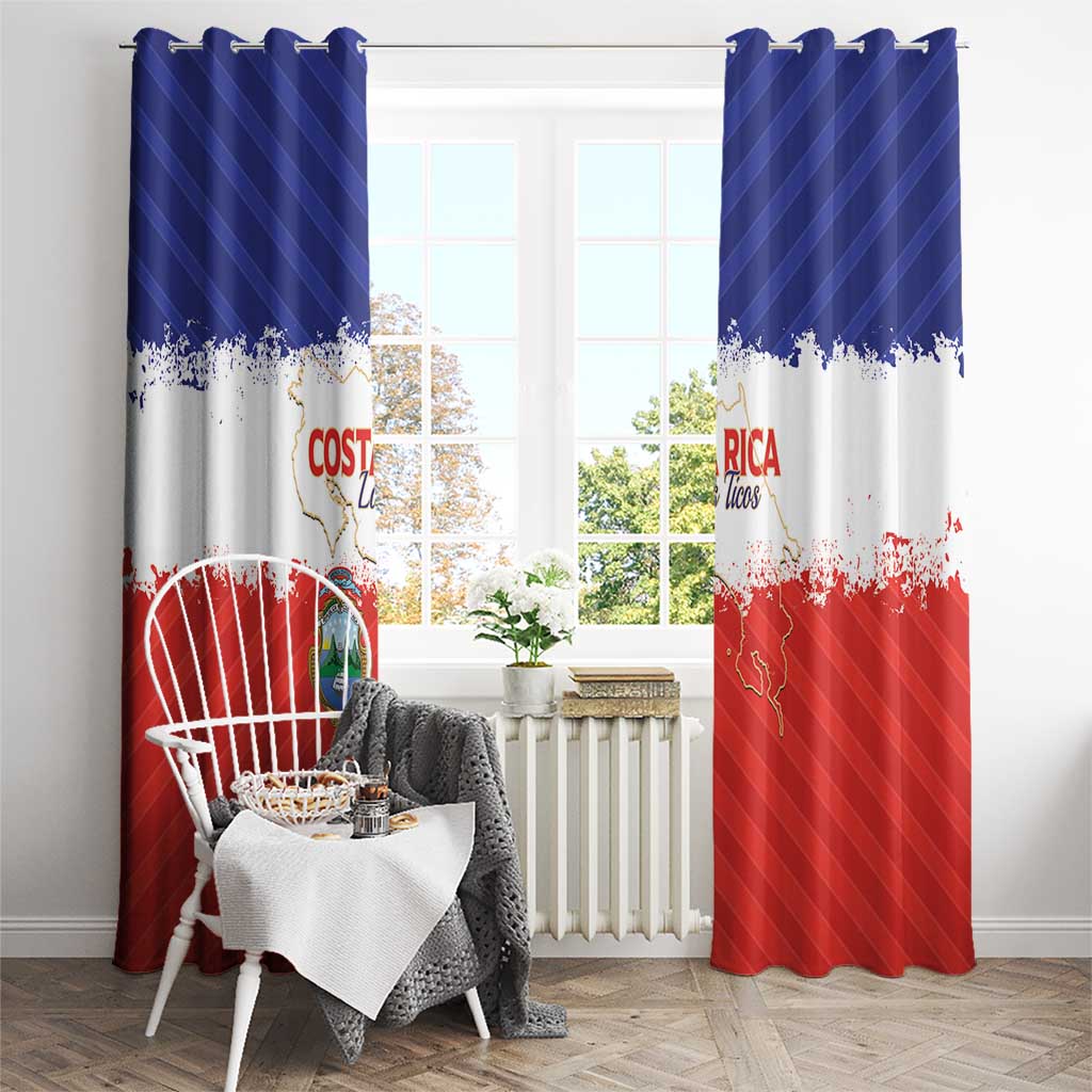 Costa Rica Football Window Curtain Map With Los Ticos Sporty Style - Wonder Print Shop