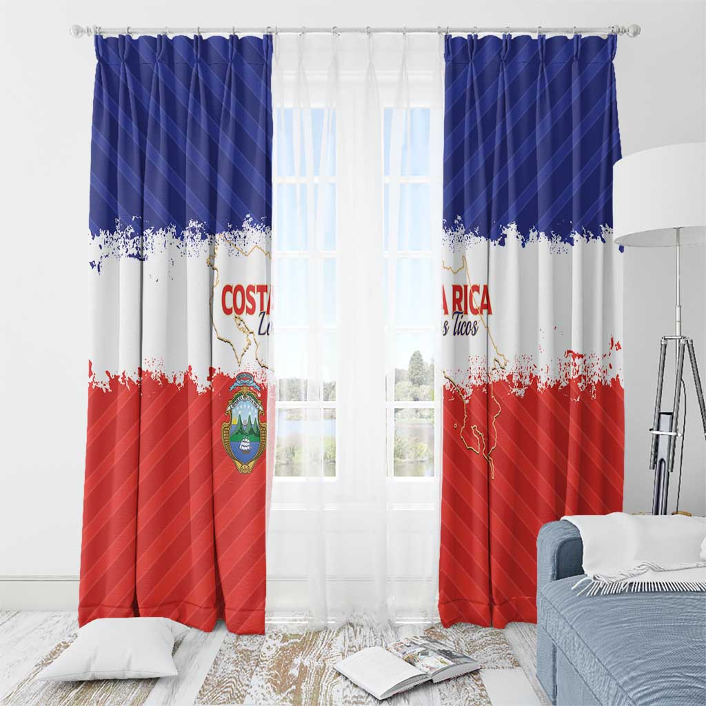 Costa Rica Football Window Curtain Map With Los Ticos Sporty Style - Wonder Print Shop