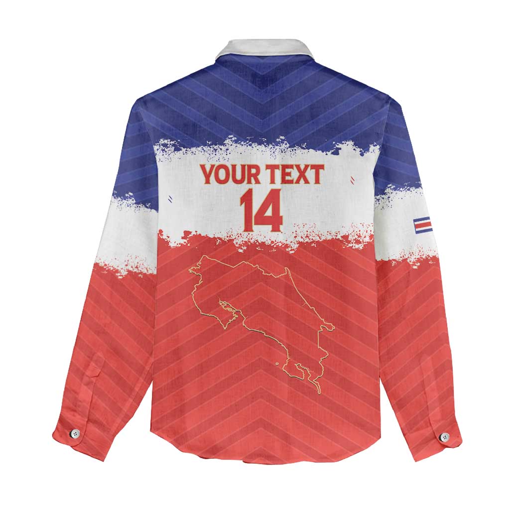 Custom Costa Rica Football Women Casual Shirt Map With Los Ticos Sporty Style - Wonder Print Shop