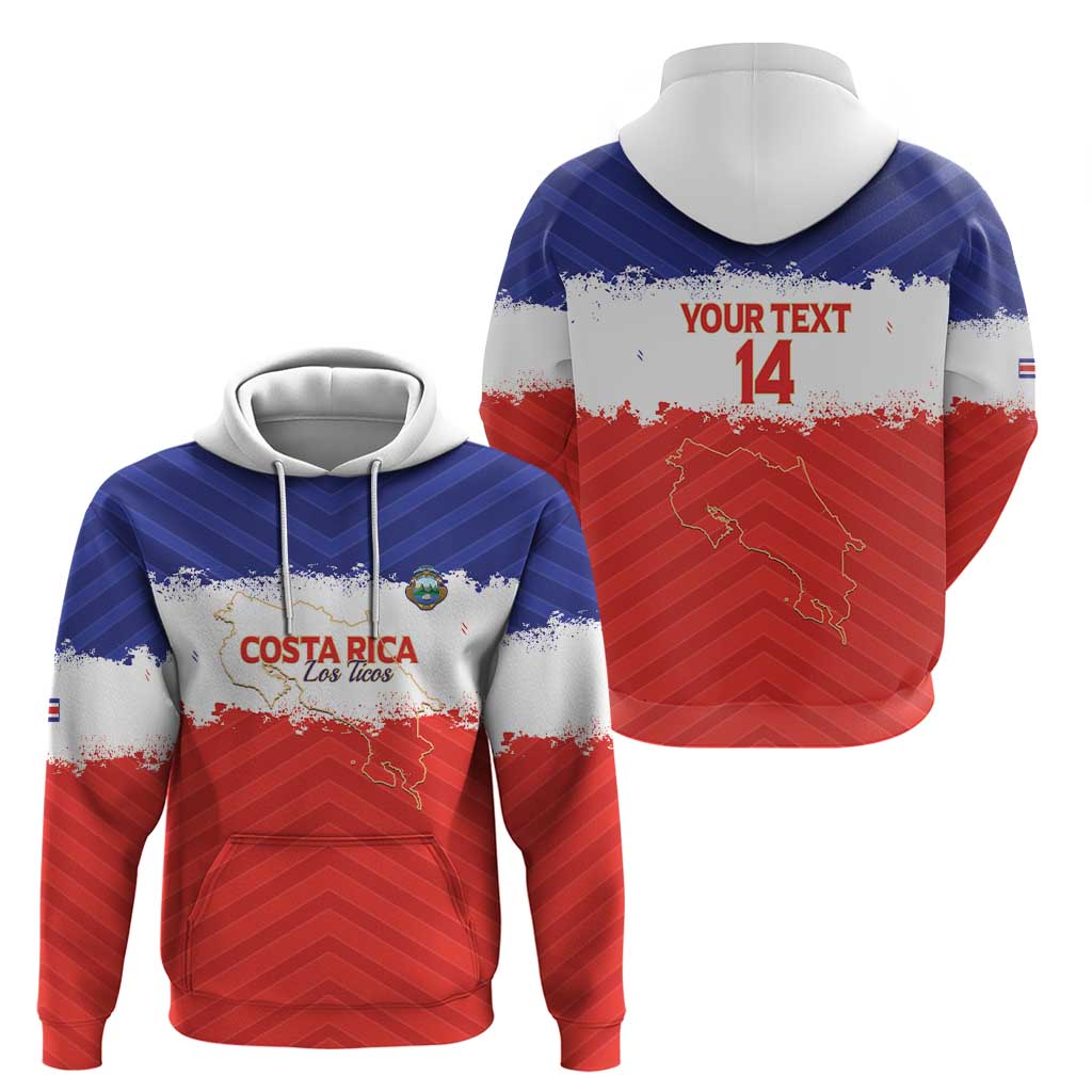 Custom Costa Rica Football Zip Hoodie Map With Los Ticos Sporty Style - Wonder Print Shop
