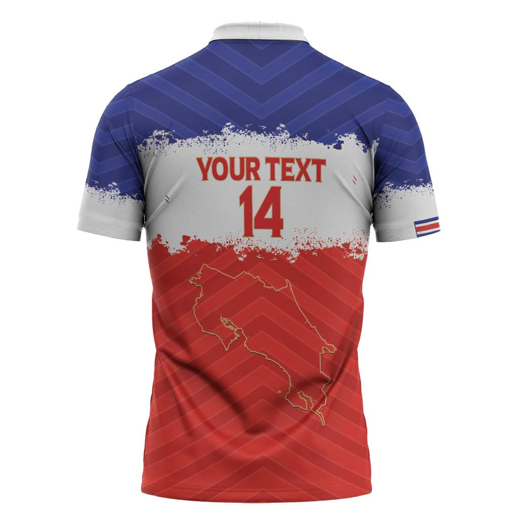 Custom Costa Rica Football Zipper Polo Shirt Map With Los Ticos Sporty Style - Wonder Print Shop