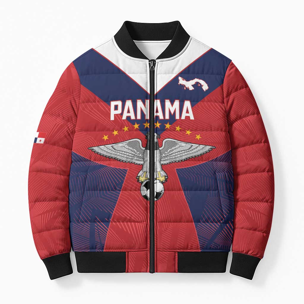 Custom Panama Football Bomber Puffer Jacket Los Canaleros Harpy Eagle - Wonder Print Shop