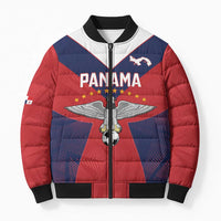 Custom Panama Football Bomber Puffer Jacket Los Canaleros Harpy Eagle - Wonder Print Shop