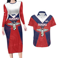 Custom Panama Football Couples Matching Long Sleeve Bodycon Dress and Hawaiian Shirt Los Canaleros Harpy Eagle - Wonder Print Shop